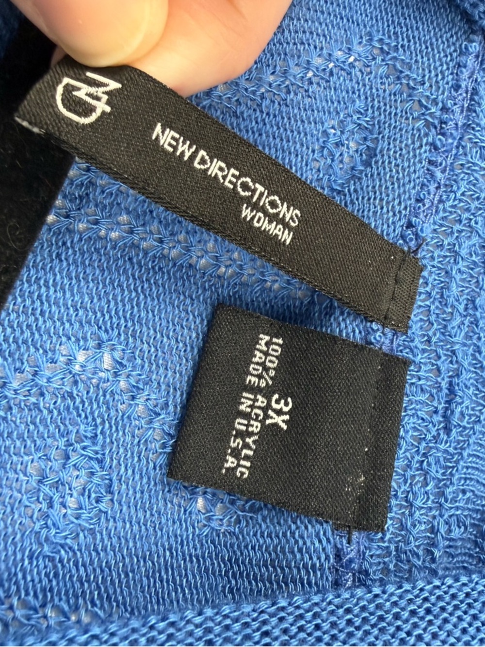 New Directions Blue Knit Open Cardigan 3x Short Sleeve Textured Lightweight - Picture 5 of 6